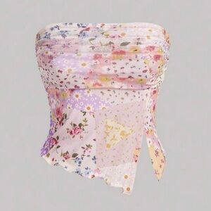 Shein pastel floral bandeau top, size XS